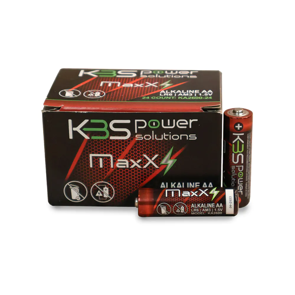 Box of MaxX AA KBS Power Solutions Batteries