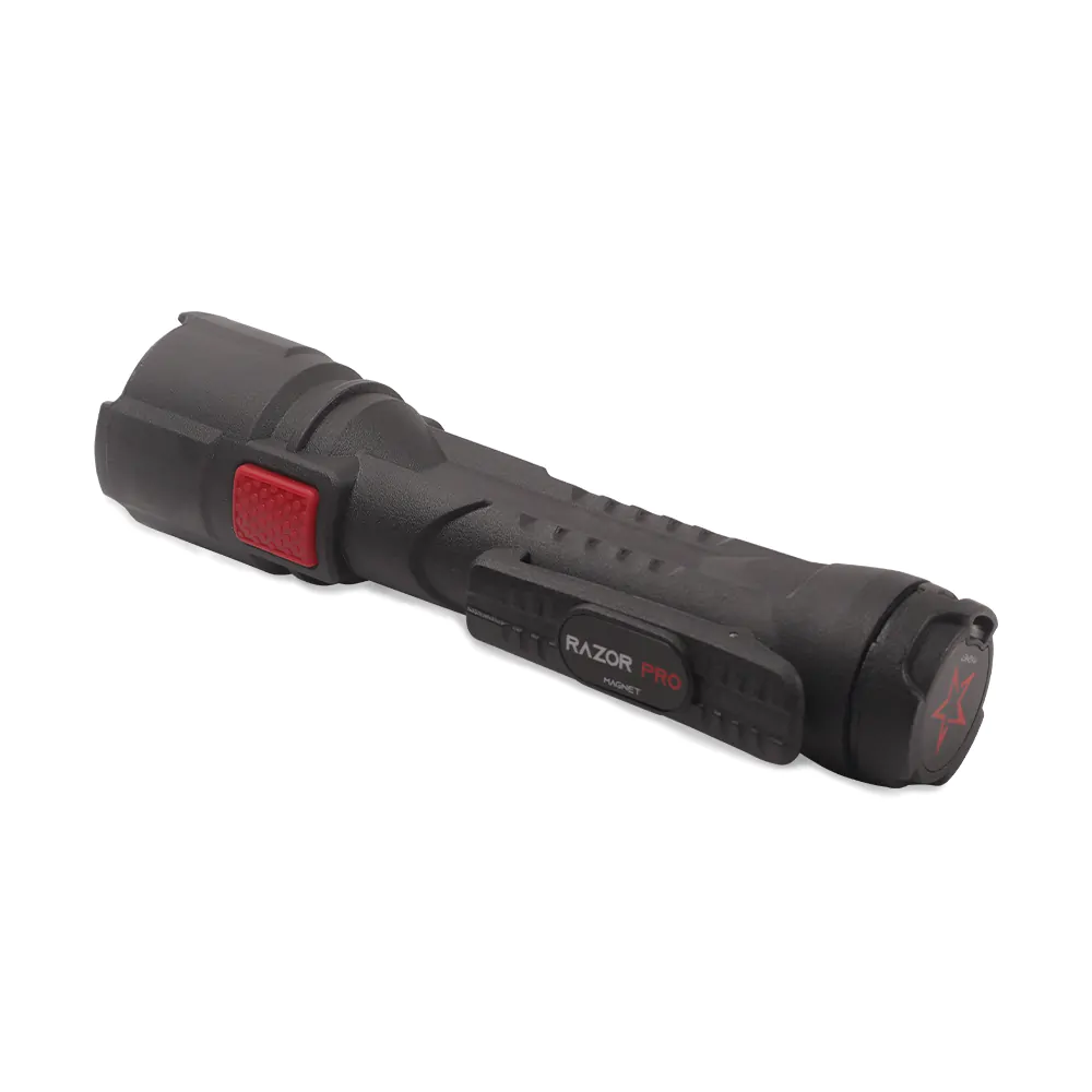 The Razor Pro Flashlight. Downlight technology illuminates the ground to reduce risk of trips and falls.